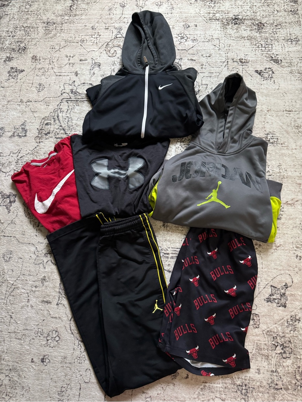 Youth Large Mixed Athletic Lot - Nike, Jordan & Under Armour Tops + Pants